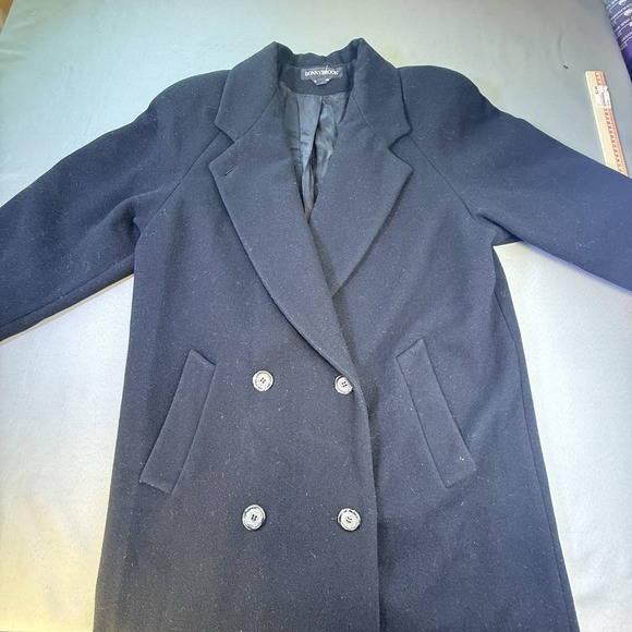 Donny Brook Black Wool Double Breasted Lined Trench Coat Womens 12P - Picture 4 of 12